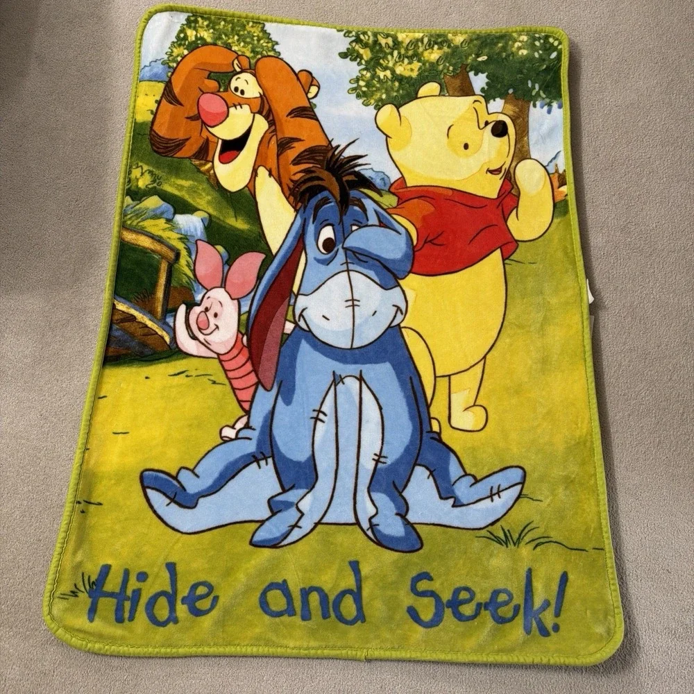 Disney Winnie The Pooh and Friends Throw Blanket Hide and Seek Soft Cuddly 4'x3'